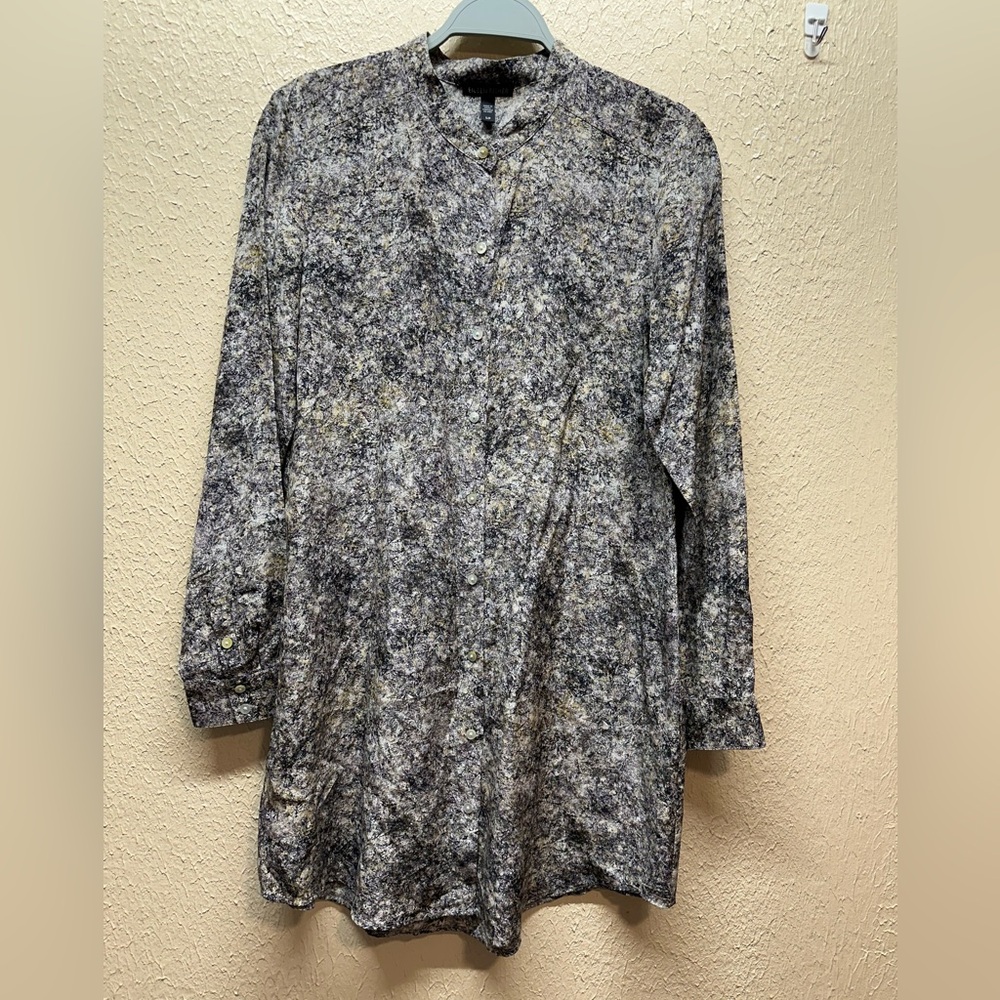 Eileen Fisher 100% Silk Tunic Dress Size Small Button Front